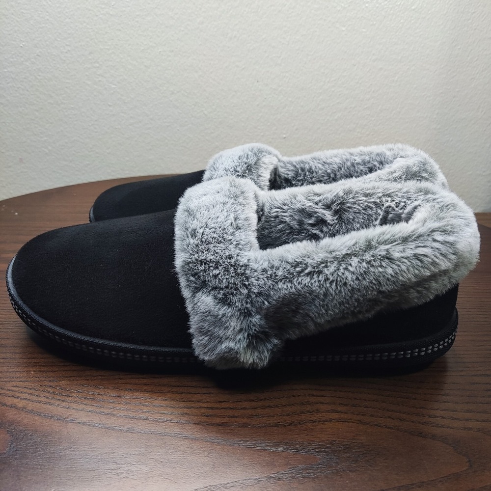 Skechers Shoes Womens 7 Black Cali Memory‎ Foam On-The-GO Suede Faux Fur Lined